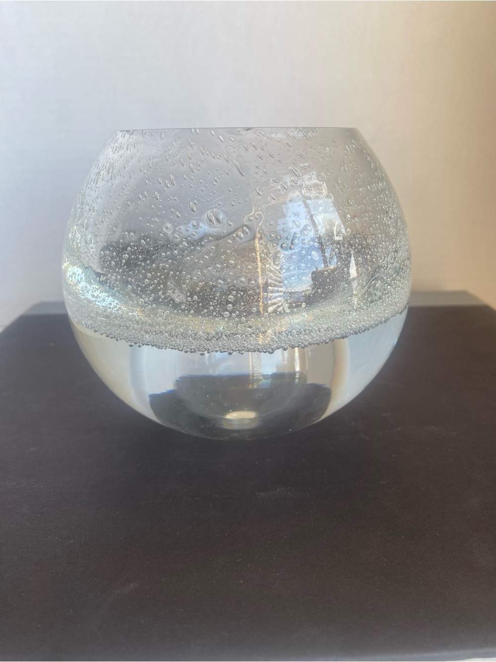 Vintage Bullicante Clear Bubble Glass Globe Vase - Home Art